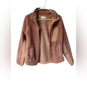 Time & Tru Mauve Pink Sherpa Fleece Jacket Mixed Media Small 4/6 EUC
